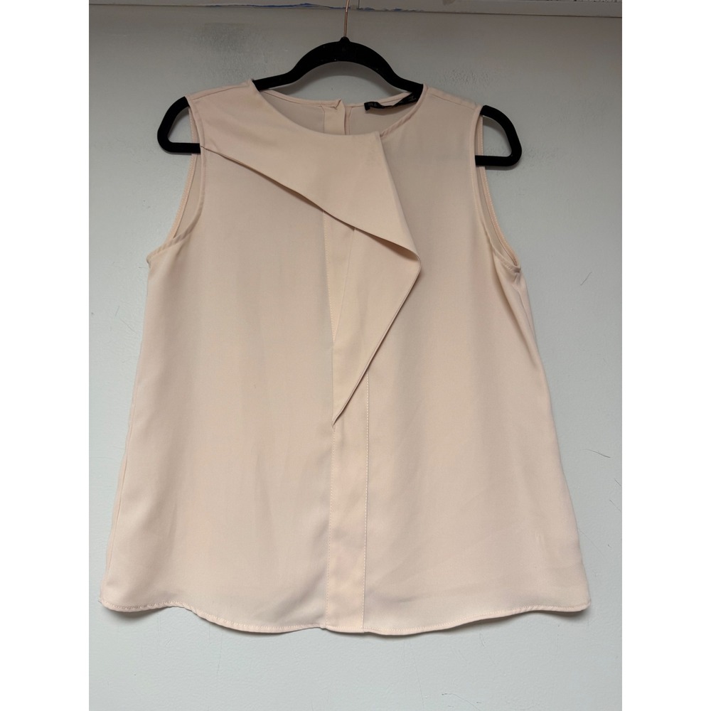 ZARA BASIC Sleeveless Mock Neck Asymmetrical Drape Blouse Top Peach M